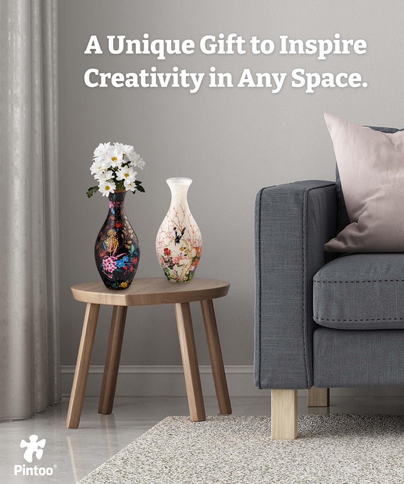 Pintoo 3D Puzzle Vase Unique Flower Vase Made by 160 Curved Plastic Puzzle Pieces House Warming Gift for Flower Arrangements and Home Decoration - [S1024] (Translucent, Carp with Lotus) - Image 5